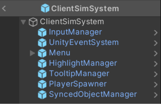 ClientSimSystem Hierarchy