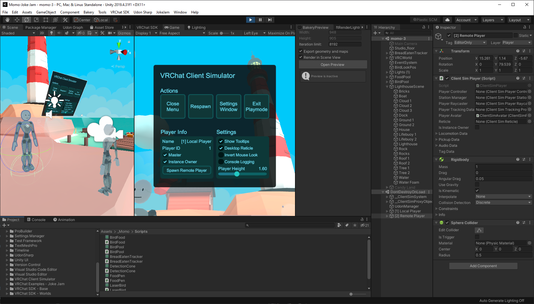 ClientSim in Unity Editor